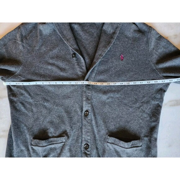 Polo Ralph Lauren Cardigan Sweater Men's Large Gray Knit Collared Button Up - Picture 11 of 13